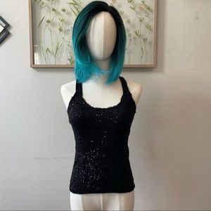 Black Sequin Racerback Tank